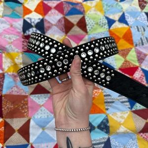 Hair on hide black diamond western belt